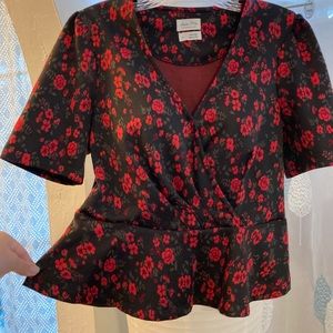 Anthropologie Floral Peplum Top